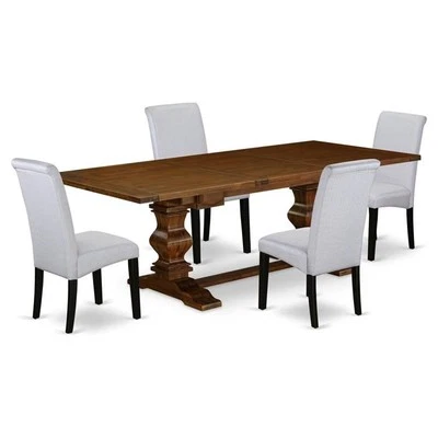 East West Furniture Lassale 5-piece Wood Dining Table and Chair Set in Walnut - Image 1 of 4