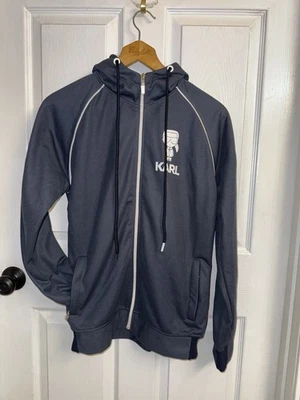 Karl Lagerfeld Paris Sudadera con Capucha Deportiva Cremallera Completa Azul Gráfico Karl Logo Talla Lg Foto 1 de 4