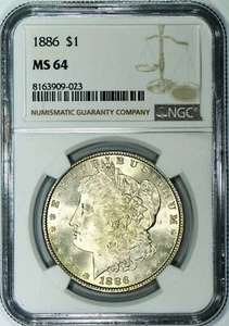 1886 Morgan Dollar NGC MS-64 - Picture 1 of 4