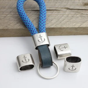 1 Zwischenstücke für Schlüsselanhänger, Endkappe mit Gravur Anker DIY Segelseil - Picture 1 of 11