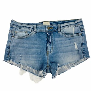 ID:23 Women's 30 Blue Custom Cut Off Jean Shorts Ripped Holes Distressed - Picture 1 of 9