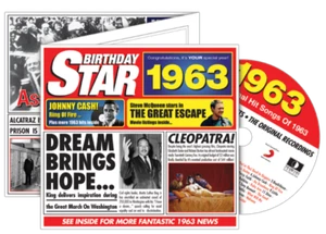 1963 Deluxe Birthday Card + Music Downloads and Retro CD 62nd Birthday Greeting - Picture 1 of 5
