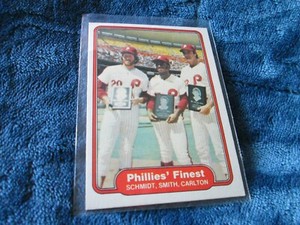 1982 Fleer Phillies Finest Schmidt, Smith, Carlton Baseball Card #641 MINT!