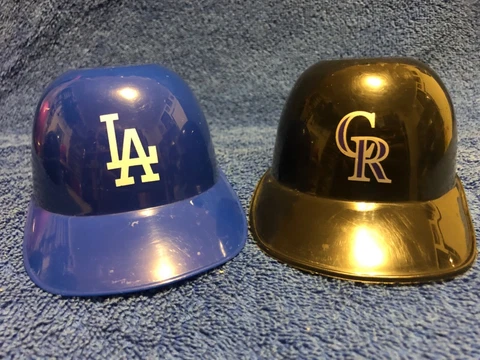 Los Angeles Dodgers Colorado Rockies Set of 2 ice cream mini helmets used Cover