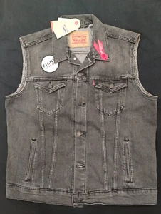 Levi’s 2017 Pride Collection Special Edition Trucker Vest, NWT, Black, Mens L - Picture 1 of 11