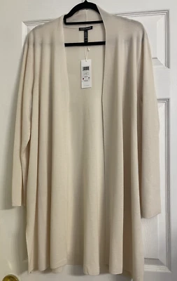 Nuevo con etiquetas $318 Eileen Fisher Marfil Lana Merino Superfina L XL Foto 1 de 4