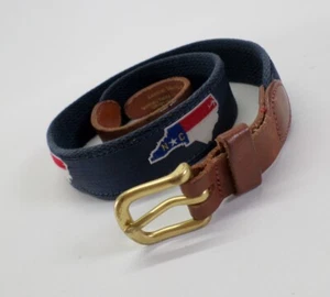 Leather Man Ltd Belt 26 28 North Carolina State Ribbon Blue - Picture 1 of 9