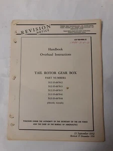 Sikorsky Tail Rotor Gear Box Handbook Overhaul Instructions 1954 Original - Picture 1 of 12