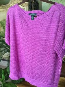 Neu ohne Etikett Lauren Ralph Lauren 100% Leinen Strick Top Fuchsia Größe XL - Bild 1 von 18