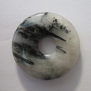 Donut de cuarzo turmalina redondo Ø 30 mm colgante piedra preciosa minerales disco de piedra - Imagen 1 de 4