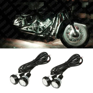 2 Pair Small White LED Black DOME Motorcycle-Chopper-Bobber Turn Signal Lights - Picture 1 of 12