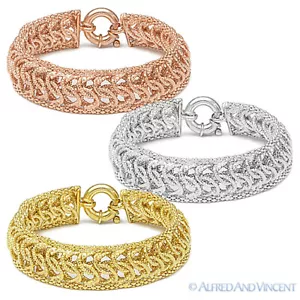 Bracciale Italiano Maglia Intrecciata Argento Sterling 925 Maglia Moda Catena - Foto 1 di 4
