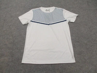 Camisa Zyia Active Para Hombres Mediana Blanca Azul Manga Corta Cuello Redondo Golf Gimnasio Camiseta NUEVA Foto 1 de 4