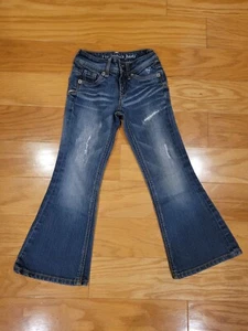 JUSTICE Girls Size 6R Jeans Simply Low Boot Cut Stretch Mild Distress blue jeans - Picture 1 of 3