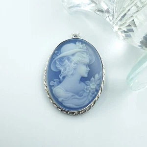 CIONDOLO IN ARGENTO 925% CON CAMMEO CAMEO, DONNA RODIATO IN ORO BIANCO 18KT - Foto 1 di 7