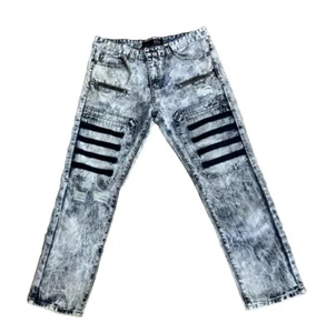 Y2K Acid Wash Grunge Men’s Jeans - Size 36/32 - Thrashed - embellished- Read - Picture 1 of 10