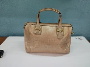 Coach Beautiful Used Authentic Tan/gold Coach Handbag/ Purse - Picture 1 of 13