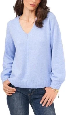 Nuevo Suéter Vince Camuto Damas Relajado Cuello en V, Azul Lt XL Foto 1 de 4