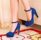 Sexy Womens ankle Buckle strap block heel platform party wedding pumps Shoes