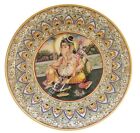 18&quot; Marble Plate Jaipuri Hand Painted Minakari Beautiful Work Gift Decor E1377