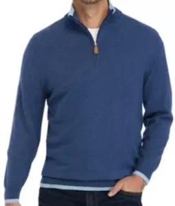 Nuevo con etiquetas $70 Crown Ivy 1/4 Cremallera Suéter Para Hombre Azul Azulada Vapor Algodón Lana 2XL - Imagen 1 de 9