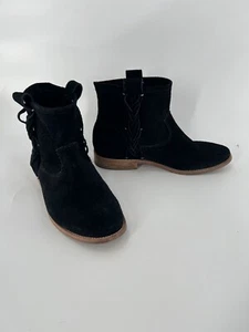Soludos Womens Ankle Boots 9 Black Suede Pull On Block Heels Round Toe Casual - Picture 1 of 10