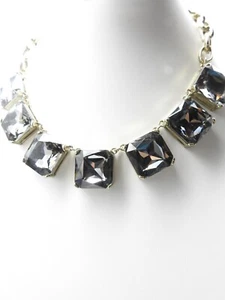 Collar de cadena de metal tono dorado cristal humo cuadrado loft vintage - Imagen 1 de 4