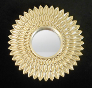 Sunburst Wall Mirror -Gold color -Home Decor 10" hanging-textured