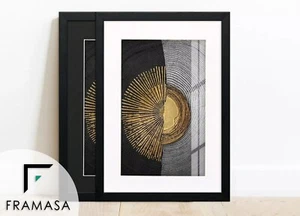 Black Photo Frames With Mounts Flat Picture Frames Art Poster Frames A1 A2 A3 A4 - Picture 1 of 11