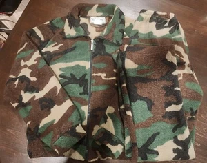 Vintage LL Bean Made In USA Fleece Camo Jacket (Sz L) & Pants (Sz M) Set - Picture 1 of 9