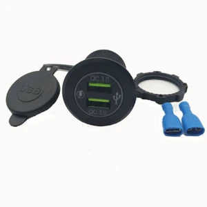 Dual QC 3.0 USB Port Quick Car Charger Socket Outlet For Car Boat W/LED Display - Photo 1 sur 8