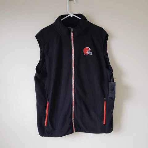 Cleveland Browns Full-Zip Fleece Vest Mens XL Black NFL 7th Collection NWT Cover
