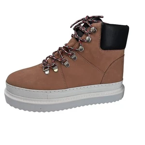 SCHUTZ Women Marula Platform Lace Up High Top Boots 10B Waterproof Beige NIB - Picture 1 of 7