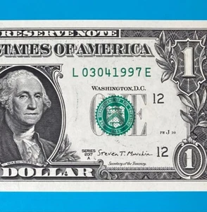 March 4, 1997 / 3 April 1997 (L 03041997 E) BIRTHDAY $1 One Dollar Bill *UNC* - Picture 1 of 4