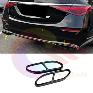 ✈ Cubierta de tubo de escape de acero inoxidable negro brillante para Mercedes W223 Clase S 18-23 - Imagen 1 de 10