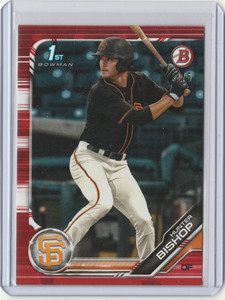 Hunter Bishop 2019 Bowman Draft 1st Red Paper 3/5 SF Giants Prospect