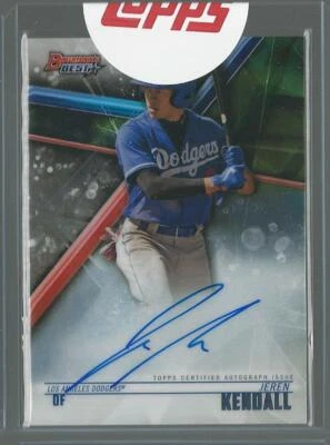 2018 BOWMAN'S BEST JEREN KENDALL DODGERS RC ROOKIE AUTO REDEMPTION IN HAND - Image 1 of 2