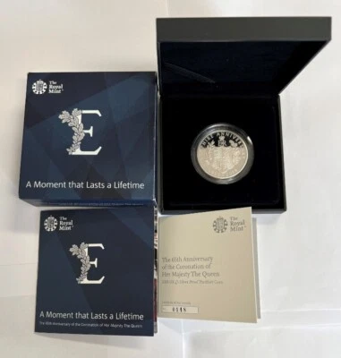 2018 United Kingdom 5 Pound Sapphire Anniversary Silver Proof Coin OGP Piedfort - Image 1 of 4