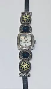 Lori Bonn Leather Watch Bracelet Sterling Silver 4 Charms + Watch - Picture 1 of 9