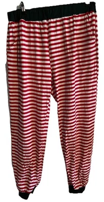 Candy Cane Stripped PJ Pants Adult Christmas Red and Green Pants 2 Pockets Lrg Foto 1 de 4