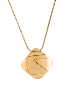 Vintage GIVENCHY Necklace Gold Tone Logo Statement Rope Chain Pendant Jewelry - Picture 1 of 11