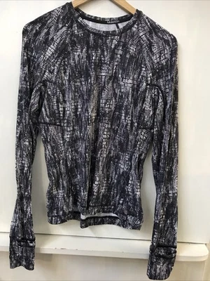 Camisa Lululemon It's Rulu Run Manga Larga Estampado Negro Blanco Mujer 8 Foto 1 de 3