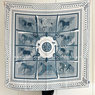 Sallys Boutique Pure Twill Silk Wrap Scarf Stole Horses Print Square Shawl 53" - Image 1 of 4