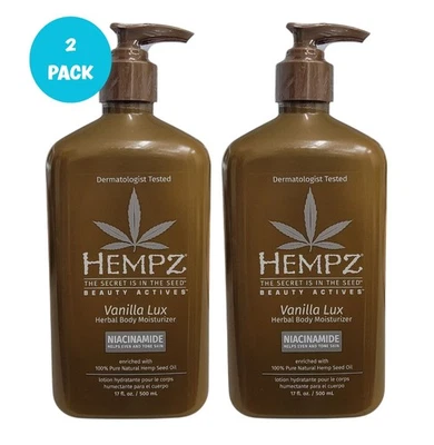 HEMPZ Vanilla Lux Herbal Body Moisturizer Niacinamide Lotion 17 fl oz (2 PACK) - Image 1 of 2