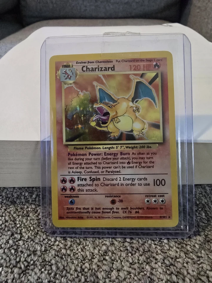 Pokemon TCG Charizard Holo Rare Card Base Set 4/102, 1999 MP - Image 1 of 4