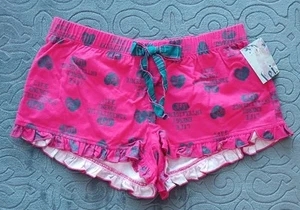 LEI Juniors Y2K Pijama Pantalones Cortos para Dormir PEQUEÑO Rosa Logo Cintura Elástica Tirar en Volantes - Imagen 1 de 10