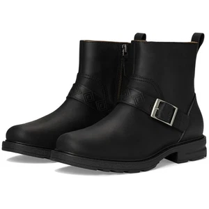 Teva Women Rowena Buckle Block Heel Booties Size US 6.5 Black Waterproof Leather - Picture 1 of 6