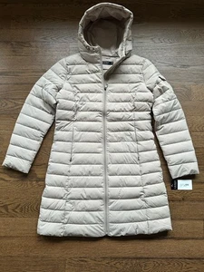 Lauren Ralph Lauren Puffer Women Size M Hooded Cream Jacket Coat  Zipped Pockets - Picture 1 of 7