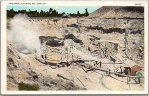 Postal de felicitación de colección de la década de 1930 FLORIDA "MINERÍA DE FOSFATO EN FLORIDA" sin usar - Imagen 1 de 2