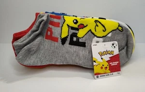 Pokemon, No Show Socks, 6 Pack, Boys, Shoe Size 3-9, Size Large - Picture 1 of 6